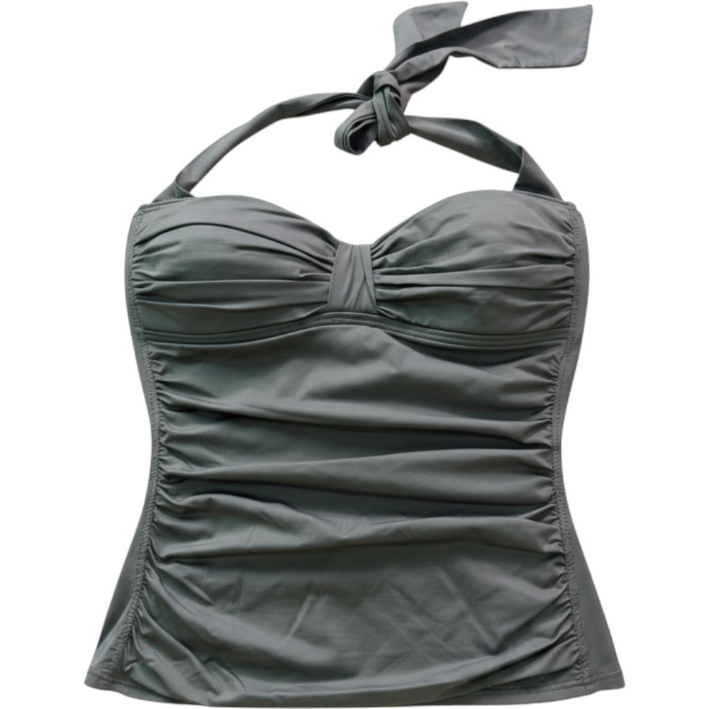 Tommy Bahama Gray Ruched Halter Tankini Top Womens Small